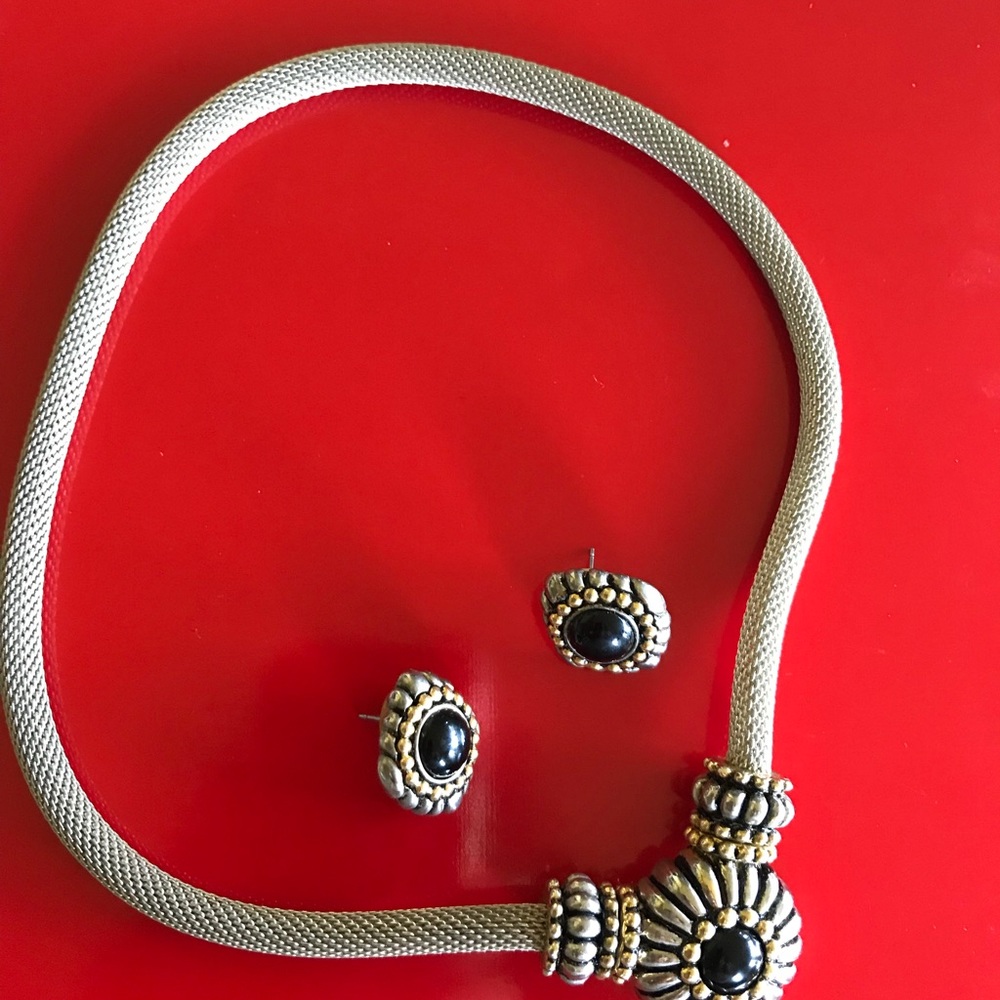 Antique Silver Necklace and Earings Set